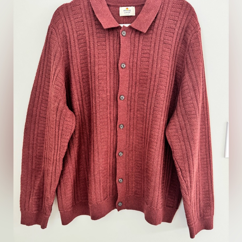 Marine Layer Arthur Sweater Cardigan Button Merino Wool Blend Veneer size XL - Picture 7 of 16